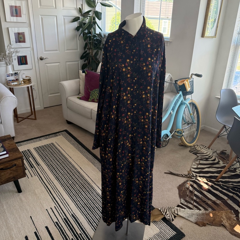 Uniqlo INES DE LA FRESSANGE Navy Floral Button-Front Dress